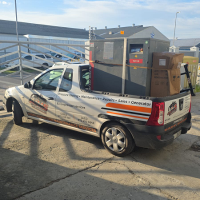 Company vehicle delivering equipment