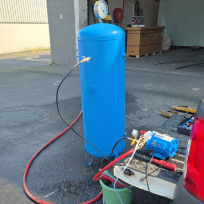 Compressor being pressure tested
